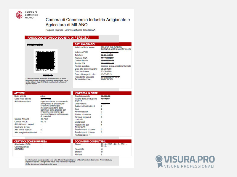 Fascicolo Storico per Società di Persone
