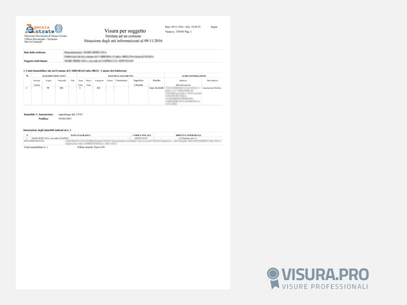 Visura Catastale Persona Giuridica